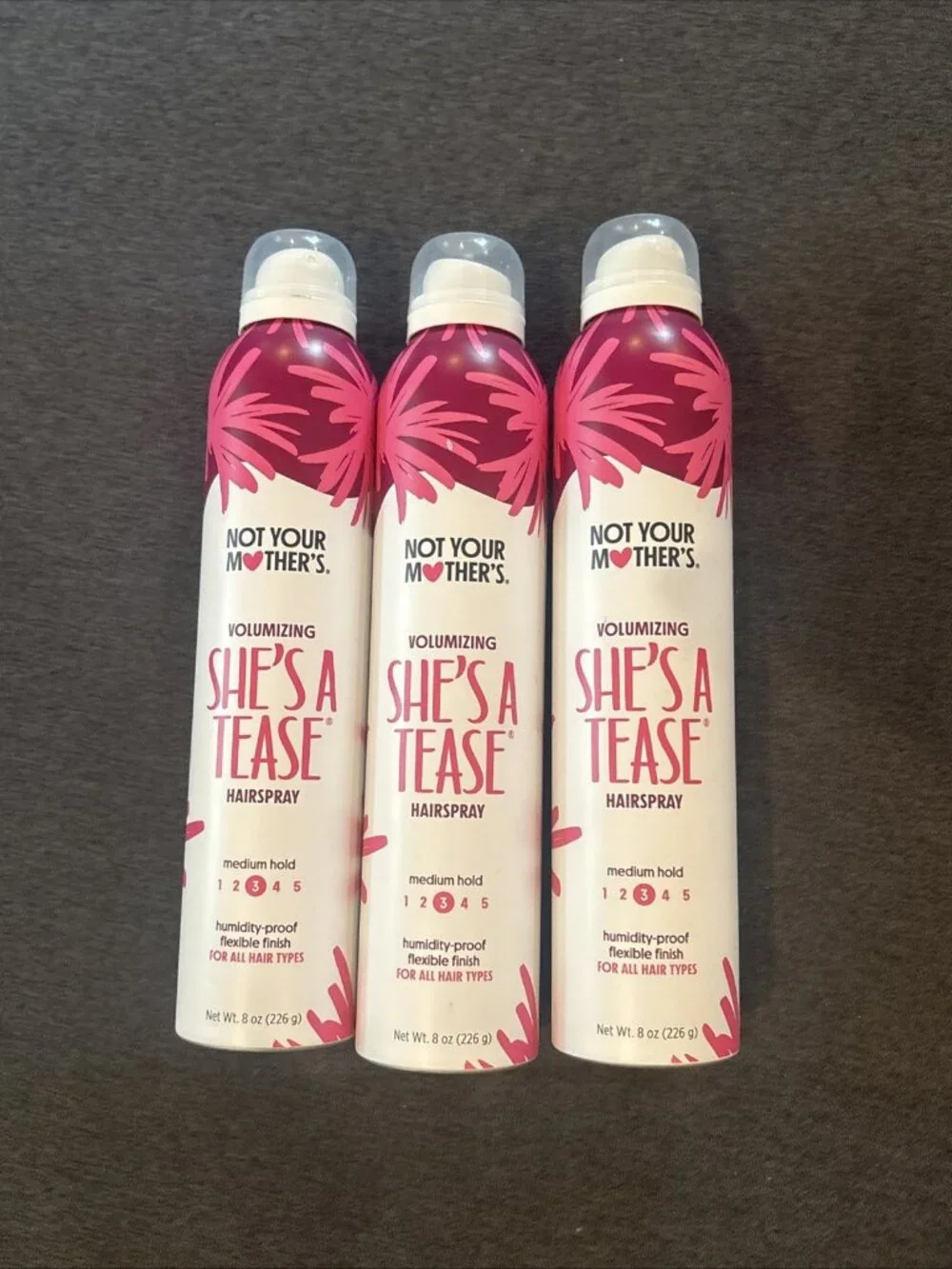 Lot of 3 NEW Not Your Mothers Volumizing She's A Tease Hairspray Medium Hold 8oz